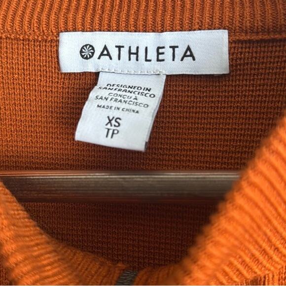 Athleta Sequoia Sweater Burnt Orange Athletic Cardigan Sweater Jacket Sz XS - Picture 3 of 6